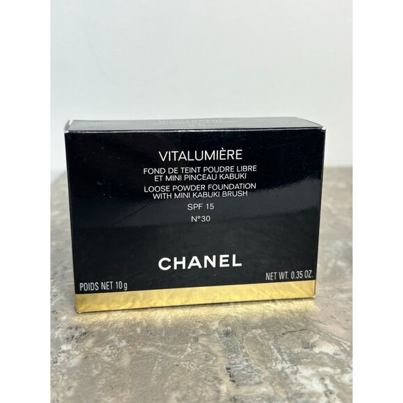 CHANEL Vitalumière Loose Powder Foundation with Mini Kabuki Brush #30 - New - Picture 4 of 8